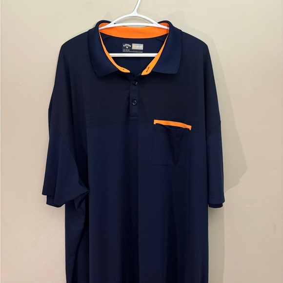 Callaway Navy Blue Polo with Bright Orange Trim - Picture 3 of 13